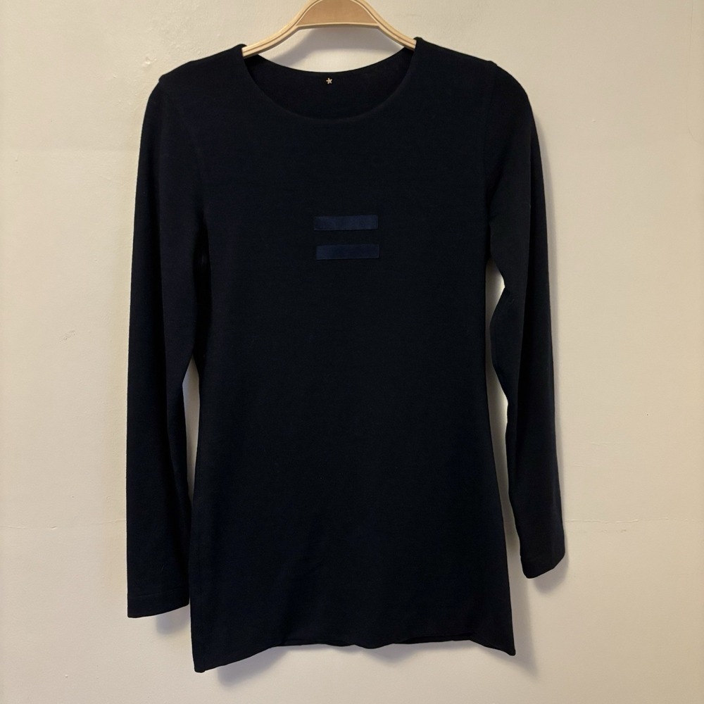 Peter Cohen‎ Double Faced 100% Wool Fitted Sweater Shirt Blue S Quiet Luxury